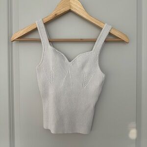 Abercrombie & Fitch White Sweetheart Rib Crop Top Tank